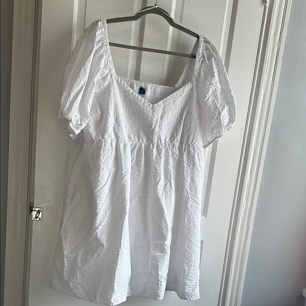 Old Navy White Puff Sleeve Midi Sundress